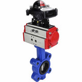 Wasser-Schmetterlingsventil Elephant WBV1631E-2W-Fb-H, Gehäusematerial - Gusseisen QT450, Scheibenmaterial - Edelstahl AISI 304, Dichtung - EPDM, mit pneumatischem Doppelwirkungsantrieb PA-DA, LSU APL-210N