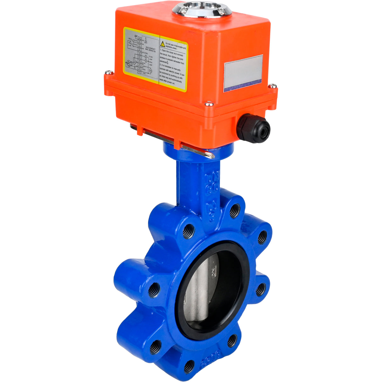 Wasser-Schmetterlingsventil Elephant WBV1631E-2W-Fb-H, Gehäusematerial - Gusseisen QT450, Scheibenmaterial - Edelstahl AISI 304, Dichtung - EPDM, elektrischer Antrieb QT-N-EM-O1-220VAC-U1 MINI 220V