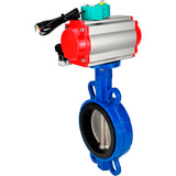 Water Butterfly Valve for abrasive media  Elephant WBV1632E-2W-Fb-H DN40-200 16 bar body - QT450 cast iron, disc - 316L stainless steel, seal - EPDM, with pneumatic actuator PA-DA-XXX, pneumatic distributor 4M310-08 NAMUR 220V and ALS200D magnetic switch