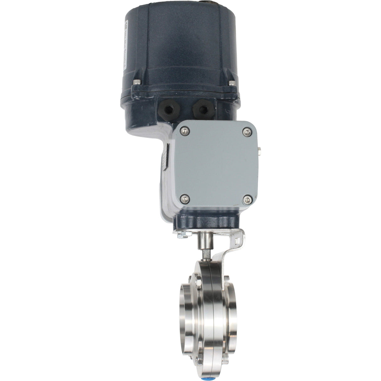 Absperrklappen Elephant WBV3131E-2W-C-H klumpig, Gehäuse - lebensmittelechter Edelstahl AISI 304, Scheibe - Edelstahl AISI 304, Dichtung - EPDM, mit elektrischem Vierteldrehantrieb Elephant QTSA-N-EM-O0-220VAC