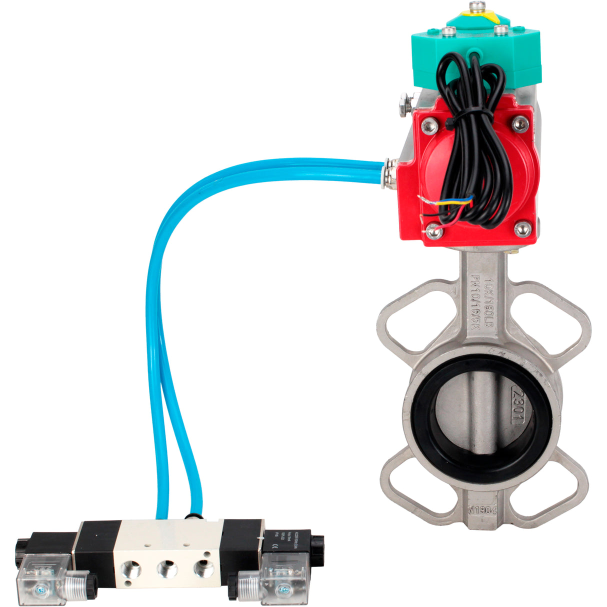 Disc rotary valves Elephant WBV3131E-2W-Fb-H DN50-250 16 bar body - 304 stainless steel, disc - 304 stainless steel, seal - EPDM, with pneumatic actuator PA-DA-XXX, pneumatic distributor 4V320-10 220V and ALS200D magnetic switch