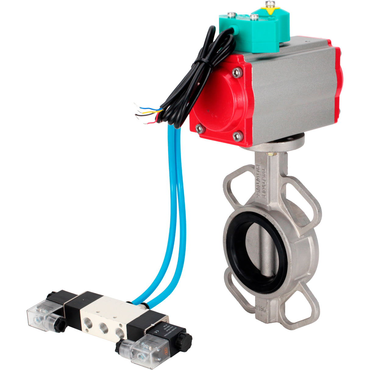 Disc rotary valves Elephant WBV3131E-2W-Fb-H DN50-250 16 bar body - 304 stainless steel, disc - 304 stainless steel, seal - EPDM, with pneumatic actuator PA-DA-XXX, pneumatic distributor 4V320-10 220V and ALS200D magnetic switch
