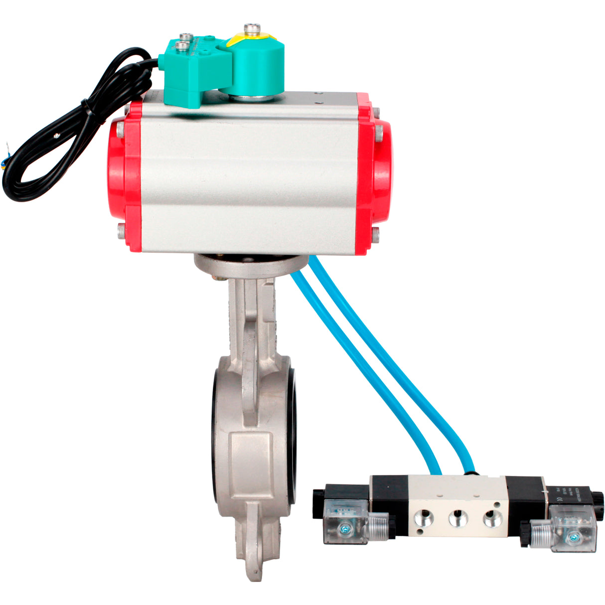 Disc rotary valves Elephant WBV3131E-2W-Fb-H DN50-250 16 bar body - 304 stainless steel, disc - 304 stainless steel, seal - EPDM, with pneumatic actuator PA-DA-XXX, pneumatic distributor 4V320-10 220V and ALS200D magnetic switch