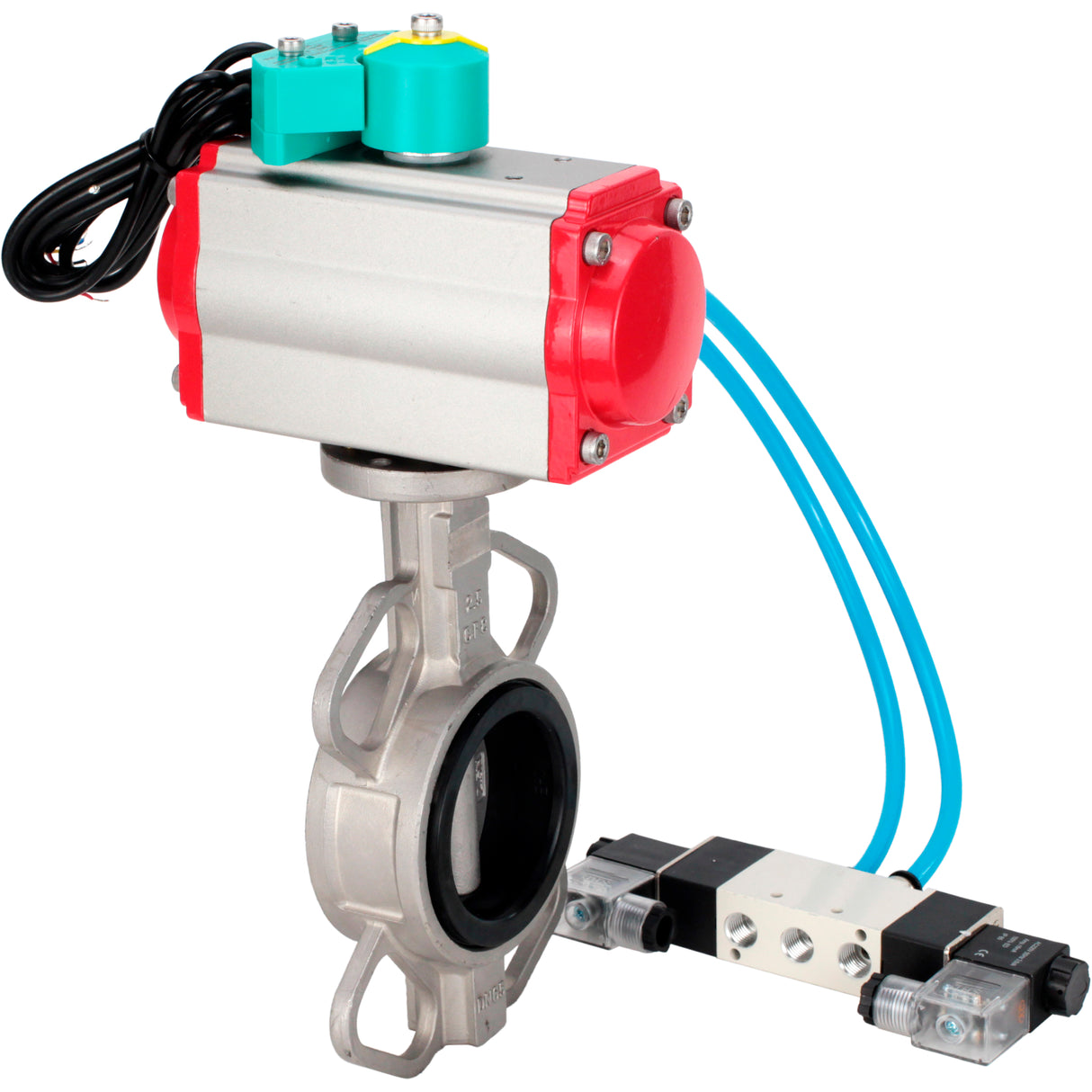 Disc rotary valves Elephant WBV3131E-2W-Fb-H DN50-250 16 bar body - 304 stainless steel, disc - 304 stainless steel, seal - EPDM, with pneumatic actuator PA-DA-XXX, pneumatic distributor 4V320-10 220V and ALS200D magnetic switch