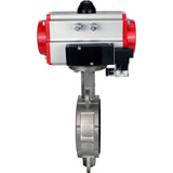 Water Butterfly Valve Elephant WBV3131N-2W-Fb-H, Gehäusematerial - Edelstahl AISI 304, Scheibenmaterial - Edelstahl AISI 304, Dichtung - NBR, pneumatischer Antrieb PA-DA Doppelwirkung, 4M310-08 24V