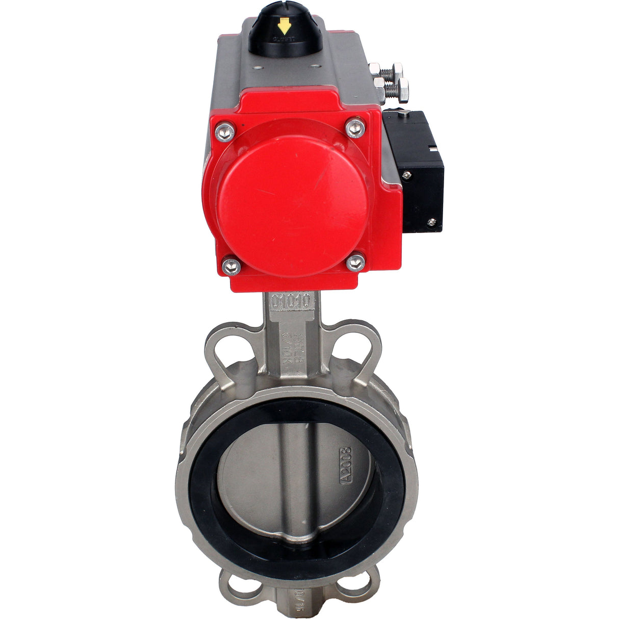 Water Butterfly Valve Elephant WBV3131N-2W-Fb-H, Gehäusematerial - Edelstahl AISI 304, Scheibenmaterial - Edelstahl AISI 304, Dichtung - NBR, pneumatischer Antrieb PA-DA Doppelwirkung, 4M310-08 24V