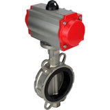 Water Butterfly Valve Elephant WBV3131N-2W-Fb-H, Gehäusematerial - Edelstahl AISI 304, Scheibenmaterial - Edelstahl AISI 304, Dichtung - NBR, pneumatischer Antrieb PA-DA Doppelwirkung, 4M310-08 24V