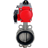 Water Butterfly Valve Elephant WBV3131N-2W-Fb-H, Gehäusematerial - Edelstahl AISI 304, Scheibenmaterial - Edelstahl AISI 304, Dichtung - NBR, pneumatischer Antrieb PA-DA Doppelwirkung, 4M310-08 24V