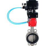 Wasser-Schmetterlingsventil Elephant WBV3131E-2W-Fb-H, Gehäusematerial - Edelstahl AISI 304, Scheibenmaterial - Edelstahl AISI 304, Dichtung - EPDM, pneumatischer Antrieb PA-DA Doppelwirkung, Positionsgeber YT-1000RSN ohne Rückmeldung