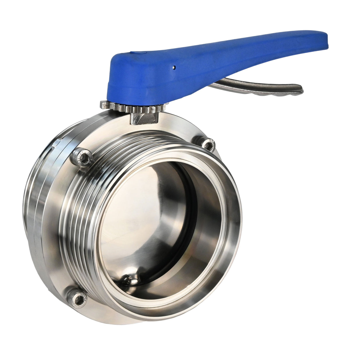 Wasser-Schmetterlingsventil Elephant WBV3131E-2W-T-H, Gehäusematerial - lebensmittelechter Edelstahl 304, Scheibenmaterial - Edelstahl AISI 304, Dichtung - EPDM, mit Gewinde, mit Griff