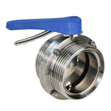 Wasser-Schmetterlingsventil Elephant WBV3131E-2W-T-H, Gehäusematerial - lebensmittelechter Edelstahl 304, Scheibenmaterial - Edelstahl AISI 304, Dichtung - EPDM, mit Gewinde, mit Griff