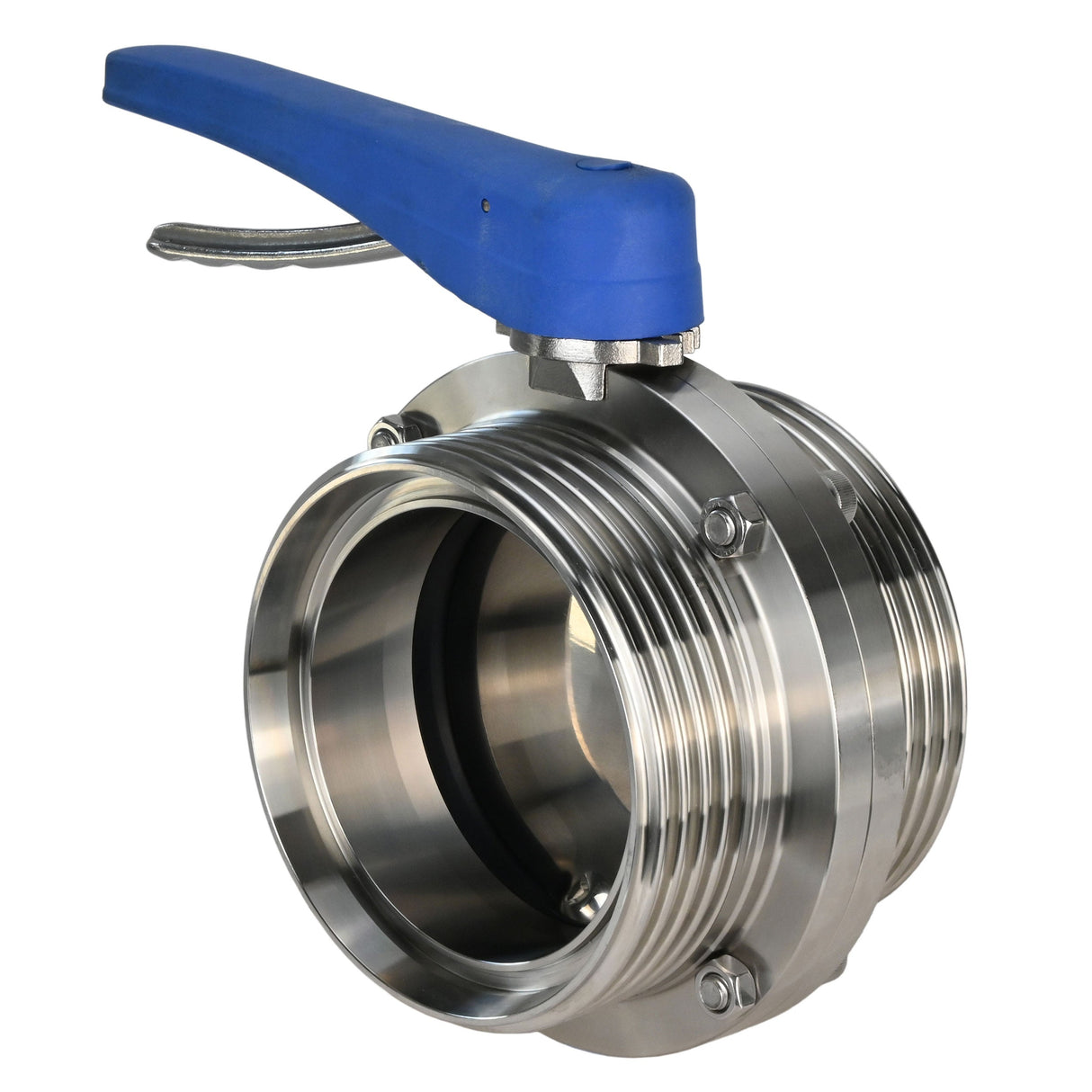 Wasser-Schmetterlingsventil Elephant WBV3131E-2W-T-H, Gehäusematerial - lebensmittelechter Edelstahl 304, Scheibenmaterial - Edelstahl AISI 304, Dichtung - EPDM, mit Gewinde, mit Griff