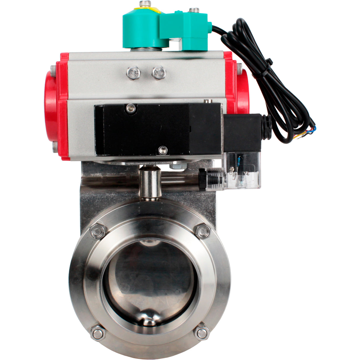 Disc rotary valves Elephant WBV3131E-2W-T-H DN15-100 10 bar threaded, food-grade stainless steel 304, seal - EPDM, with pneumatic actuator PA-DA-XXX, pneumatic distributor 4M310-08 220V and ALS200D magnetic switch
