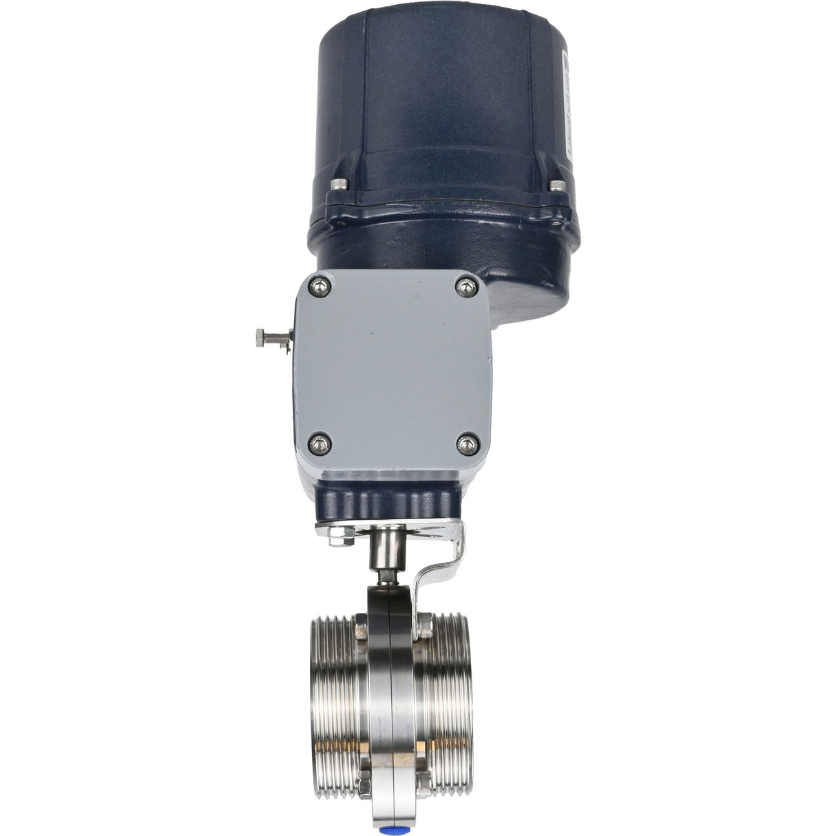 Absperrklappen Elephant WBV3131E-2W-T-H mit Gewinde, Gehäuse - lebensmittelechter Edelstahl AISI 304, Scheibe - Edelstahl AISI 304, Dichtung - EPDM, mit elektrischem Vierteldrehantrieb Elephant QTSA-N-EM-O0-220VAC