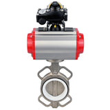 Water Butterfly Valve Elephant WBV3131P-2W-Fb-H, Gehäusematerial - Edelstahl AISI 304, Scheibenmaterial - Edelstahl AISI 304, Dichtung - PTFE, pneumatischer Antrieb PA-DA Doppelwirkung, 4M310-08 24V, LSU APL-210N