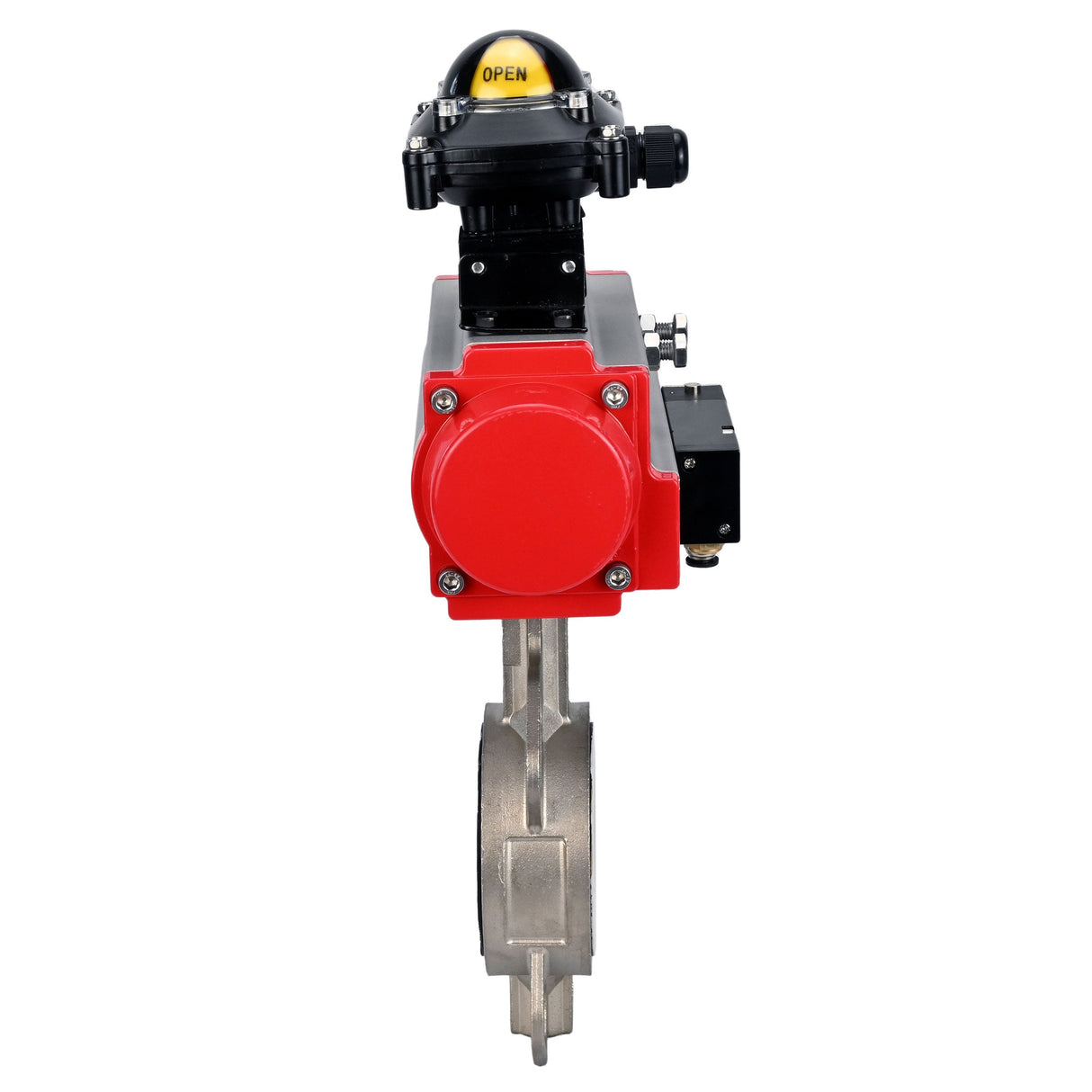 Wasser-Schmetterlingsventil Elephant WBV3131P-2W-Fb-H, Gehäusematerial - Edelstahl AISI 304, Scheibenmaterial - Edelstahl AISI 304, Dichtung - PTFE, pneumatischer Antrieb PA-SA mit Rückstellfedern, 4M310-08 24V, LSU APL-210N