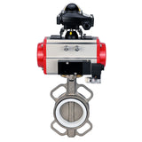 Wasser-Schmetterlingsventil Elephant WBV3131P-2W-Fb-H, Gehäusematerial - Edelstahl AISI 304, Scheibenmaterial - Edelstahl AISI 304, Dichtung - PTFE, pneumatischer Antrieb PA-DA Doppelwirkung, 4M310-08 220V, LSU APL-210N