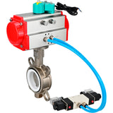 Disc rotary valves Elephant WBV3131P-2W-Fb-H DN50-250 16 bar body - 304 stainless steel, disc - 304 stainless steel, seal - PTFE, with pneumatic actuator PA-DA-XXX, pneumatic distributor 4V320-10 220V and ALS200D magnetic switch
