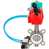 Disc rotary valves Elephant WBV3131P-2W-Fb-H DN50-250 16 bar body - 304 stainless steel, disc - 304 stainless steel, seal - PTFE, with pneumatic actuator PA-DA-XXX, pneumatic distributor 4V320-10 220V and ALS200D magnetic switch
