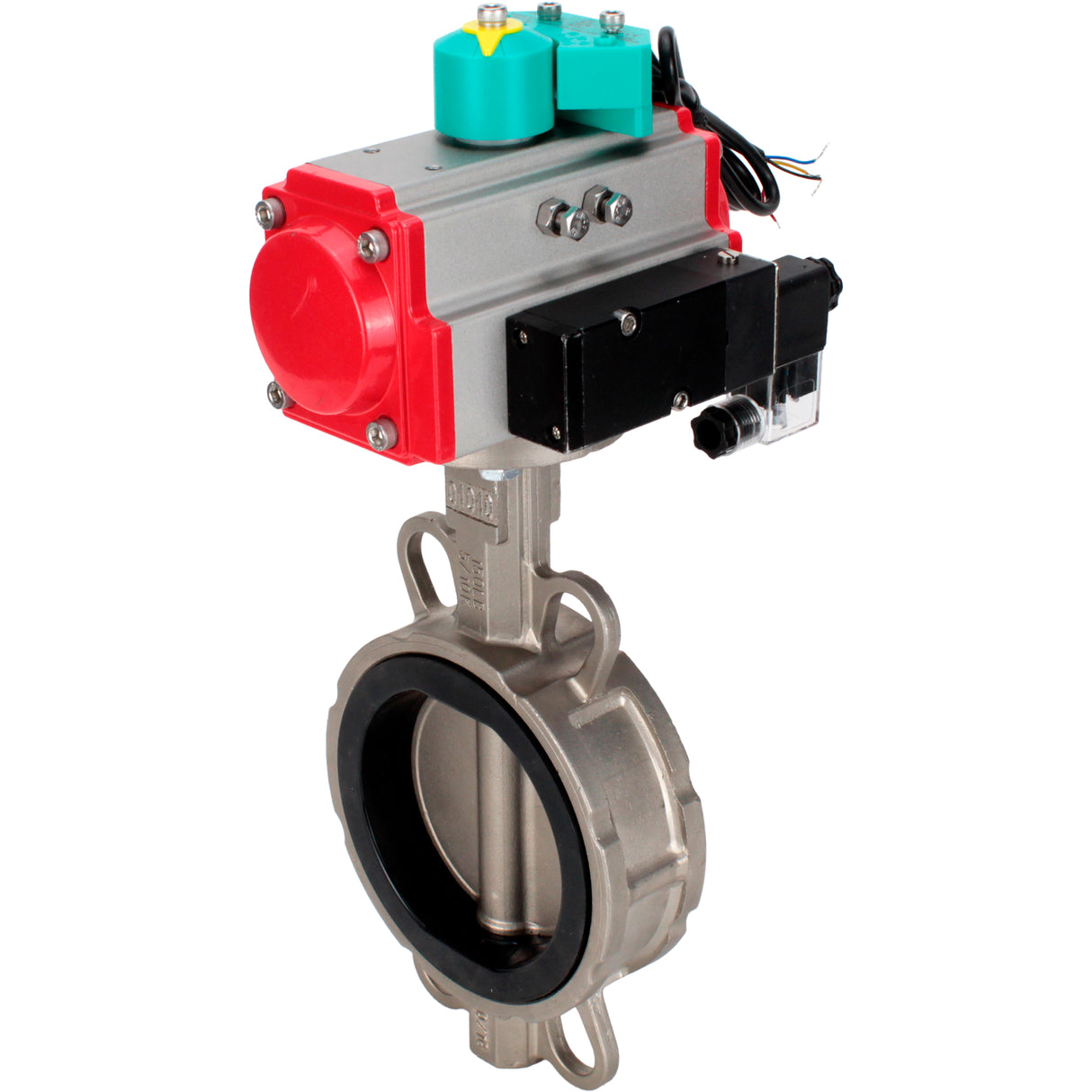 Water Butterfly Valve Elephant WBV3232V-2W-Fb-H DN50-300 16 bar case - 316L stainless steel, disc - 316L stainless steel, seal - Viton, with pneumatic actuator PA-DA-XXX, pneumatic distributor 4M310-08 NAMUR 24V and ALS200D magnetic switch
