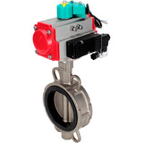 Water Butterfly Valve Elephant WBV3232V-2W-Fb-H DN50-300 16 bar case - 316L stainless steel, disc - 316L stainless steel, seal - Viton, with pneumatic actuator PA-DA-XXX, pneumatic distributor 4M310-08 NAMUR 24V and ALS200D magnetic switch