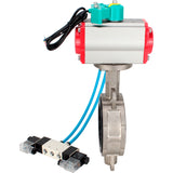 Water Butterfly Valve Elephant WBV3232V-2W-Fb-H DN50-300 16 bar case - 316L stainless steel, disc - 316L stainless steel, seal - Viton, with pneumatic actuator PA-DA-XXX, pneumatic distributor 4V320-08 220V and ALS200D magnetic switch
