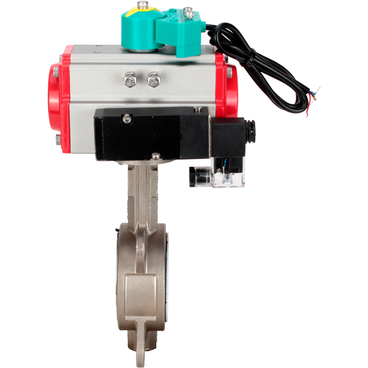 Water Butterfly Valve Elephant WBV3232P-2W-Fb-H DN40-300 16 bar case - 316L stainless steel, disc - 316L stainless steel, seal - PTFE, with pneumatic actuator PA-DA-XXX, pneumatic distributor 4M310-08 NAMUR 24V and ALS200D magnetic switch