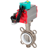 Water Butterfly Valve Elephant WBV3232P-2W-Fb-H DN40-300 16 bar case - 316L stainless steel, disc - 316L stainless steel, seal - PTFE, with pneumatic actuator PA-DA-XXX, pneumatic distributor 4M310-08 NAMUR 24V and ALS200D magnetic switch