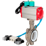 Water Butterfly Valve Elephant WBV3232P-2W-Fb-H DN40-300 16 bar case - 316L stainless steel, disc - 316L stainless steel, seal - PTFE, with pneumatic actuator PA-DA-XXX, pneumatic distributor 4V320-10 220V and ALS200D magnetic switch