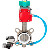 Water Butterfly Valve Elephant WBV3232P-2W-Fb-H DN40-300 16 bar case - 316L stainless steel, disc - 316L stainless steel, seal - PTFE, with pneumatic actuator PA-DA-XXX, pneumatic distributor 4V320-10 220V and ALS200D magnetic switch