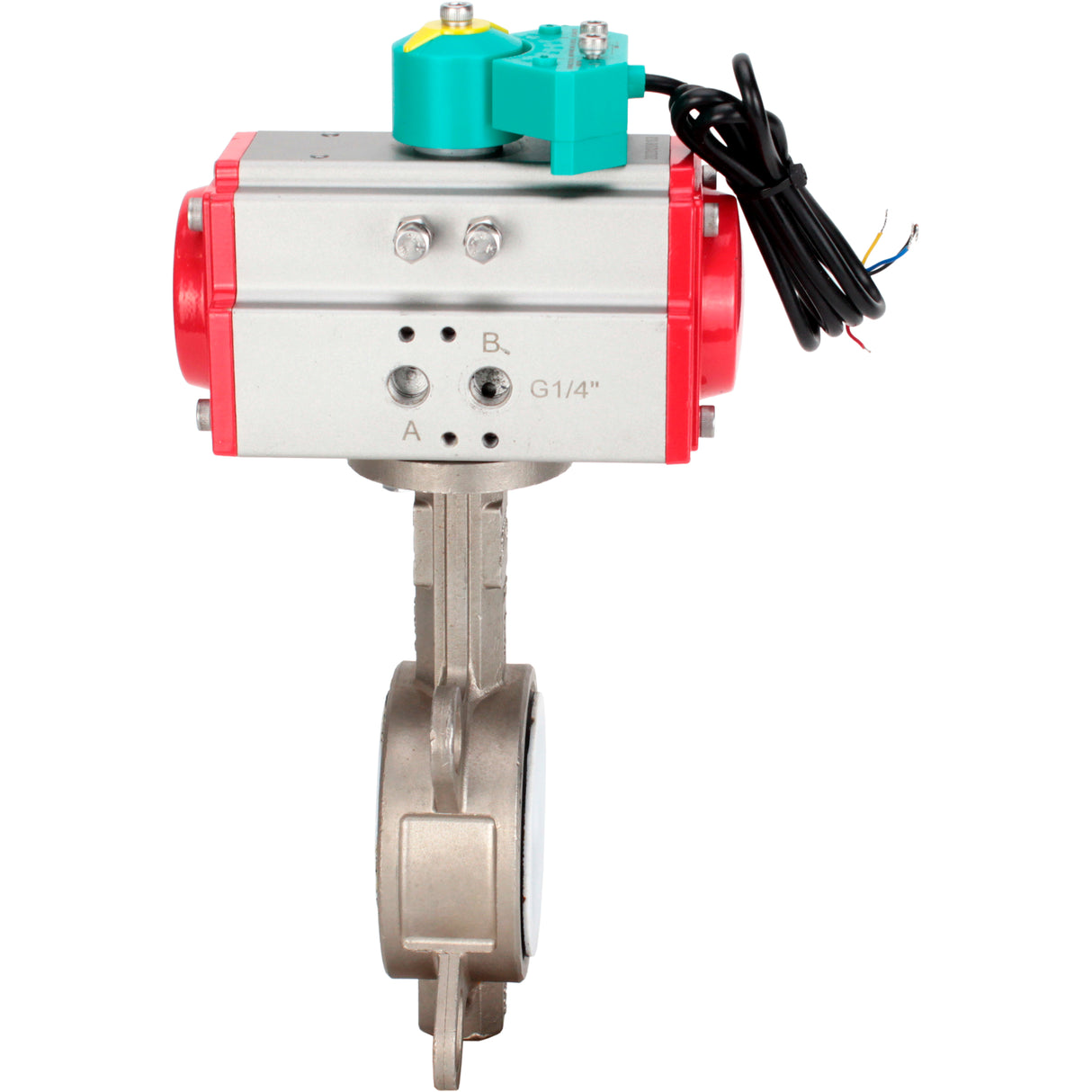 Water Butterfly Valve Elephant WBV3232P-2W-Fb-H DN40-300 16 bar case - 316L stainless steel, disc - 316L stainless steel, seal - PTFE, with pneumatic drive PA-DA-XXX and ALS200D magnetic switch