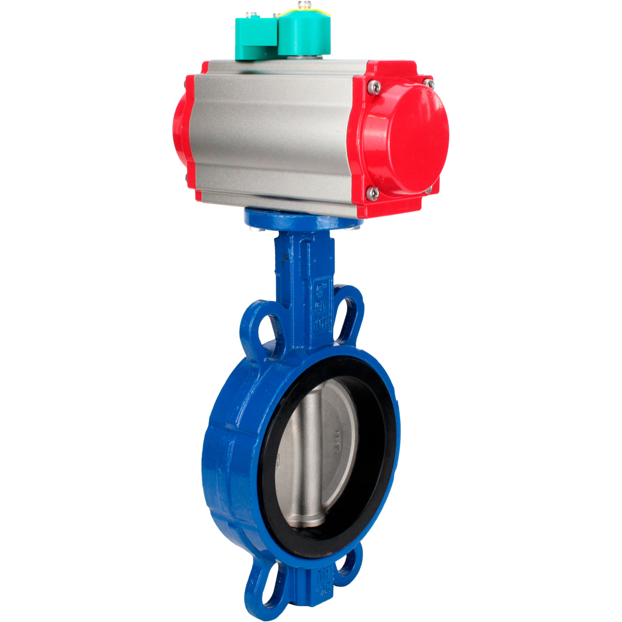 Water Butterfly Valve Elephant WBV3432V-2W-Fb-H DN50-300 16 bar body - WCB carbon steel, disc - 316L stainless steel, seal - Viton, with pneumatic actuator PA-DA-XXX, pneumatic distributor 4M310-08 NAMUR 24V and ALS200D magnetic switch