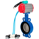 Water Butterfly Valve Elephant WBV3432V-2W-Fb-H DN50-300 16 bar body - WCB carbon steel, disc - 316L stainless steel, seal - Viton, with pneumatic actuator PA-DA-XXX, pneumatic distributor 4V320-08 220V and ALS200D magnetic switch