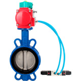 Water Butterfly Valve Elephant WBV3432V-2W-Fb-H DN50-300 16 bar body - WCB carbon steel, disc - 316L stainless steel, seal - Viton, with pneumatic actuator PA-DA-XXX, pneumatic distributor 4V320-08 220V and ALS200D magnetic switch
