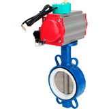 Water Butterfly Valve Elephant WBV3432P-2W-Fb-H DN40-300 16 bar body - WCB carbon steel, disc - 316L stainless steel, seal - PTFE, with pneumatic actuator PA-DA-XXX, pneumatic distributor 4M310-08 NAMUR 24V and ALS200D magnetic switch