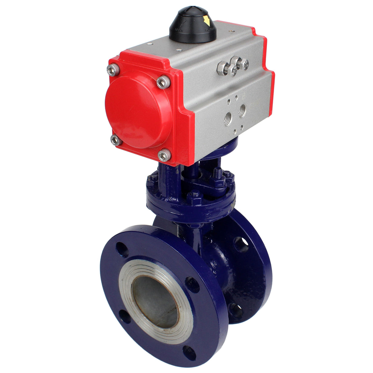 Wasser-Schmetterlingsventil Elephant WBV3EX-3432M-1W-F-ISO, Gehäusematerial - Kohlenstoffstahl, Scheibenmaterial - Edelstahl AISI 316, Dichtung - Metall, pneumatischer Antrieb PA-SA mit Rückstellfedern