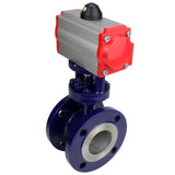 Wasser-Schmetterlingsventil Elephant WBV3EX-3432M-1W-F-ISO, Gehäusematerial - Kohlenstoffstahl, Scheibenmaterial - Edelstahl AISI 316, Dichtung - Metall, pneumatischer Antrieb PA-SA mit Rückstellfedern