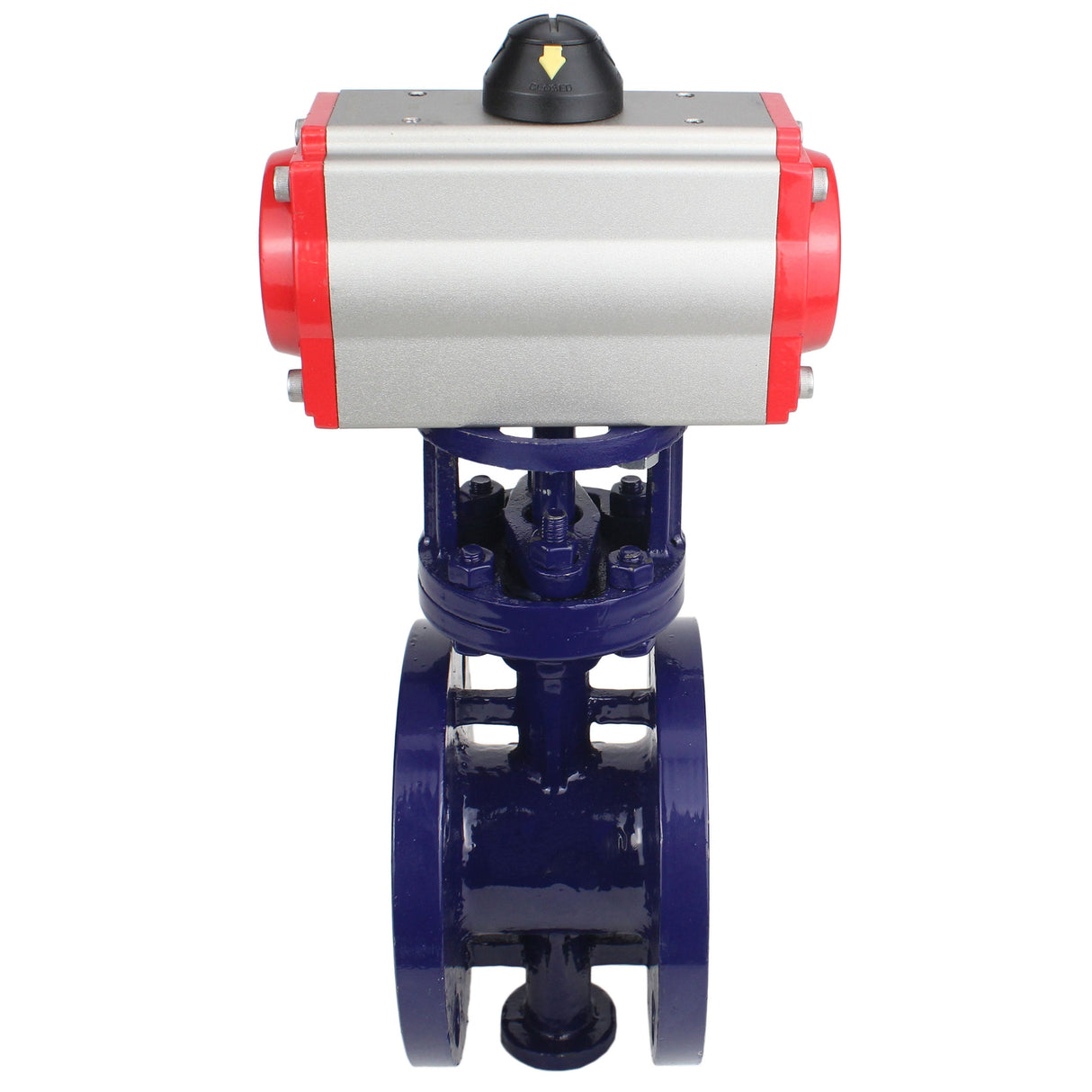 Wasser-Schmetterlingsventil Elephant WBV3EX-3432M-1W-F-ISO, Gehäusematerial - Kohlenstoffstahl, Scheibenmaterial - Edelstahl AISI 316, Dichtung - Metall, pneumatischer Antrieb PA-SA mit Rückstellfedern