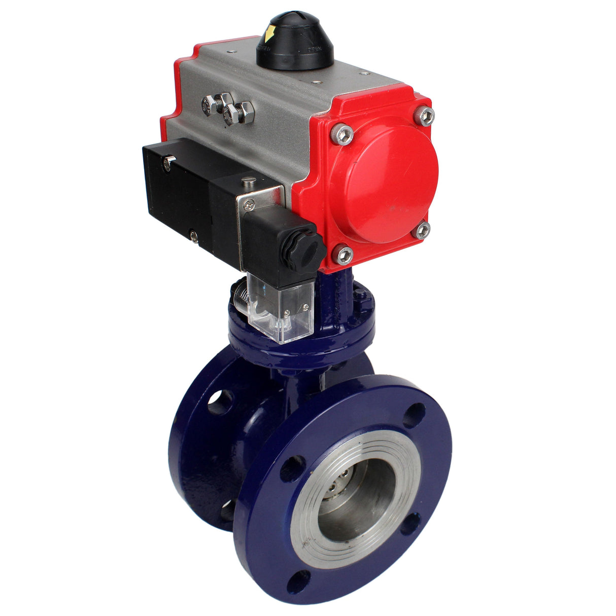 Wasser-Schmetterlingsventil Elephant WBV3EX-3432M-1W-F-ISO, Gehäusematerial - Kohlenstoffstahl, Scheibenmaterial - Edelstahl AISI 316, Dichtung - Metall, pneumatischer Antrieb PA-SA mit Rückstellfedern, 4M310-08 24V
