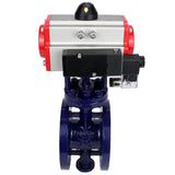 Wasser-Schmetterlingsventil Elephant WBV3EX-3432M-1W-F-ISO, Gehäusematerial - Kohlenstoffstahl, Scheibenmaterial - Edelstahl AISI 316, Dichtung - Metall, pneumatischer Antrieb PA-SA mit Rückstellfedern, 4M310-08 220V