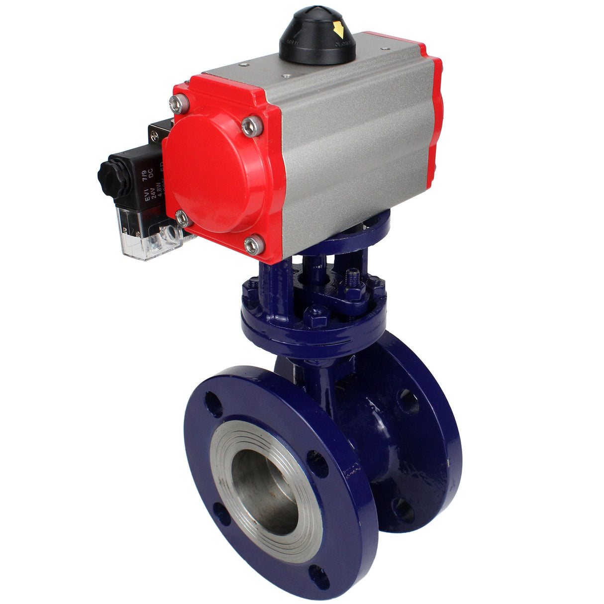 Wasser-Schmetterlingsventil Elephant WBV3EX-3432M-1W-F-ISO, Gehäusematerial - Kohlenstoffstahl, Scheibenmaterial - Edelstahl AISI 316, Dichtung - Metall, pneumatischer Antrieb PA-SA mit Rückstellfedern, 4M310-08 220V