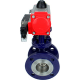 Wasser-Schmetterlingsventil Elephant WBV3EX-3432M-1W-F-ISO, Gehäusematerial - Kohlenstoffstahl, Scheibenmaterial - Edelstahl AISI 316, Dichtung - Metall, pneumatischer Antrieb PA-SA mit Rückstellfedern, 4M310-08 24V