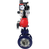 Wasser-Schmetterlingsventil Elephant WBV3EX-3432M-1W-F-ISO, Gehäusematerial - Kohlenstoffstahl, Scheibenmaterial - Edelstahl AISI 316, Dichtung - Metall, pneumatischer Antrieb PA-SA mit Rückstellfedern, 4M310-08 24V, LSU APL-210N ATU AFC2000