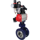 Wasser-Schmetterlingsventil Elephant WBV3EX-3432M-1W-F-ISO, Gehäusematerial - Kohlenstoffstahl, Scheibenmaterial - Edelstahl AISI 316, Dichtung - Metall, pneumatischer Antrieb PA-SA mit Rückstellfedern, 4M310-08 220V, LSU APL-210N ATU AFC2000