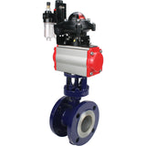 Wasser-Schmetterlingsventil Elephant WBV3EX-3432M-1W-F-ISO, Gehäusematerial - Kohlenstoffstahl, Scheibenmaterial - Edelstahl AISI 316, Dichtung - Metall, pneumatischer Antrieb PA-SA mit Rückstellfedern, 4M310-08 220V, LSU APL-210N ATU AFC2000