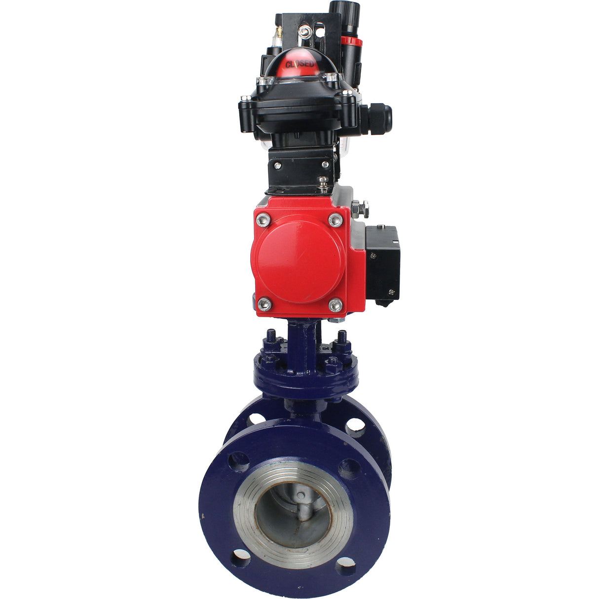 Wasser-Schmetterlingsventil Elephant WBV3EX-3432M-1W-F-ISO, Gehäusematerial - Kohlenstoffstahl, Scheibenmaterial - Edelstahl AISI 316, Dichtung - Metall, pneumatischer Antrieb PA-SA mit Rückstellfedern, 4M310-08 220V, LSU APL-210N ATU AFC2000