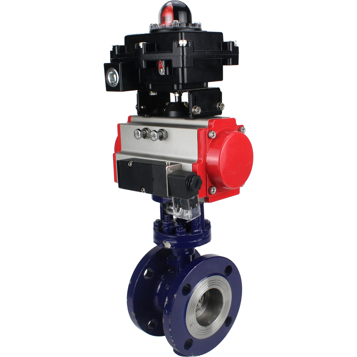 Wasser-Schmetterlingsventil Elephant WBV3EX-3432M-1W-F-ISO, Gehäusematerial - Kohlenstoffstahl, Scheibenmaterial - Edelstahl AISI 316, Dichtung - Metall, pneumatischer Antrieb PA-SA mit Rückstellfedern, 4M310-08 220V, LSU APL-410N EX