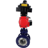 Wasser-Schmetterlingsventil Elephant WBV3EX-3432M-1W-F-ISO, Gehäusematerial - Kohlenstoffstahl, Scheibenmaterial - Edelstahl AISI 316, Dichtung - Metall, pneumatischer Antrieb PA-SA mit Rückstellfedern, 4M310-08 24V, LSU APL-410N EX