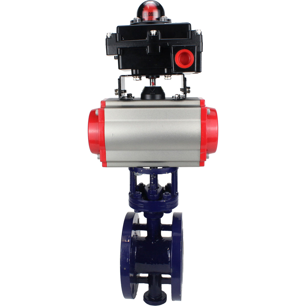 Wasser-Schmetterlingsventil Elephant WBV3EX-3432M-1W-F-ISO, Gehäusematerial - Kohlenstoffstahl, Scheibenmaterial - Edelstahl AISI 316, Dichtung - Metall, pneumatischer Antrieb PA-SA mit Rückstellfedern, 4M310-08 220V, LSU APL-410N EX