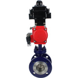 Wasser-Schmetterlingsventil Elephant WBV3EX-3432M-1W-F-ISO, Gehäusematerial - Kohlenstoffstahl, Scheibenmaterial - Edelstahl AISI 316, Dichtung - Metall, pneumatischer Antrieb PA-SA mit Rückstellfedern, 4M310-08 220V, LSU APL-410N EX